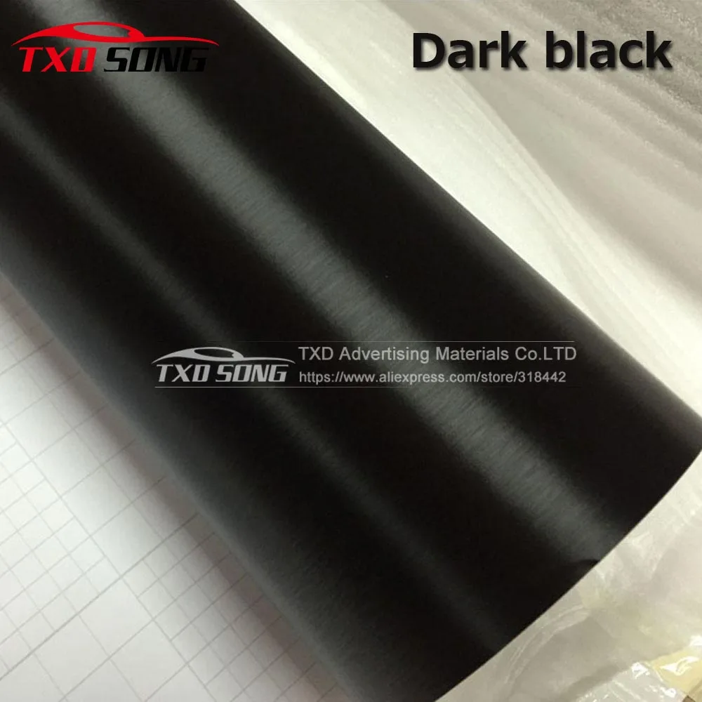 dark black Высококачественная Золотая матовая алюминиевая виниловая наклейка на автомобиль черная темно-серая серебряная металлическая щетка алюминиевая виниловая Автомобильная обертка - Название цвета: dark black