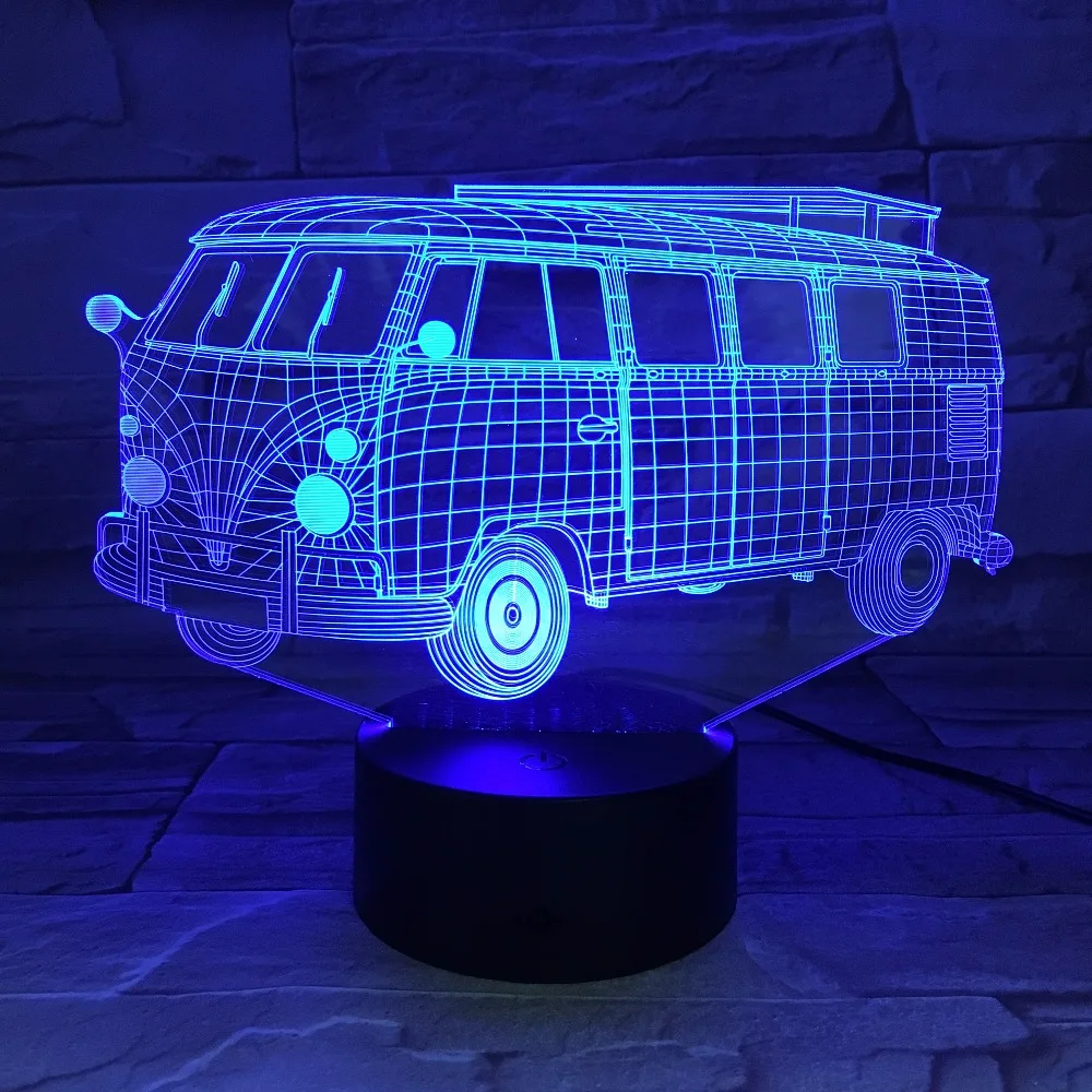 3D светильники для кемпинга школьного автобуса светодиодная цветная акриловая