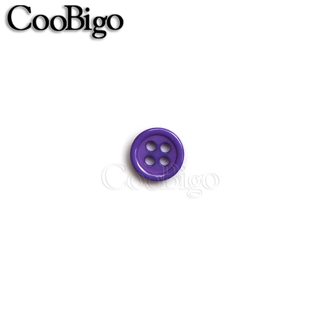 Purple 100 шт красочные круглые 12л(7,5 мм) смолы мини крошечные кнопки инструменты декоративные кнопки воротник одежды DIY аксессуары для шитья - Цвет: Purple