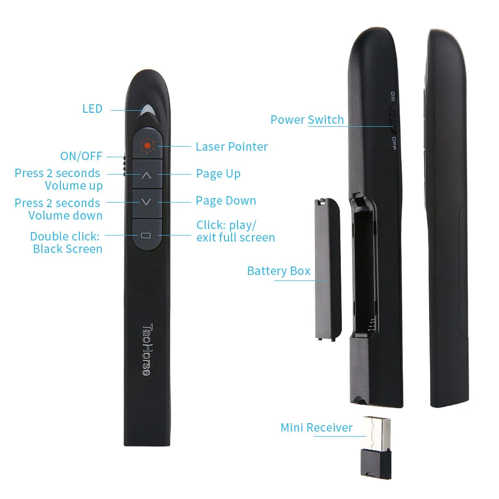 Wireless Presenter Laser Pointers 2.4 GHz USB Remote Red Pen Control PPT Powerpoint Presentation Flip |