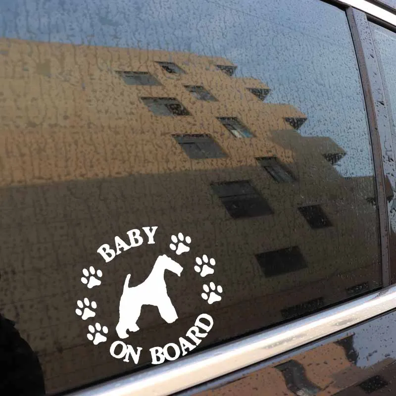 13 см * 12 Виниловая мотоциклетная наклейка для автомобиля BABY ON BOARD Fox Terrier Dog черная