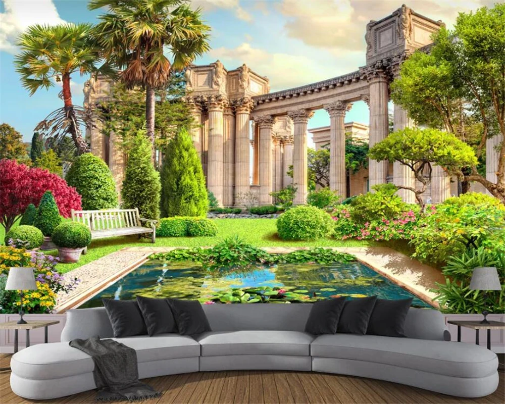 Beibehang papel de parede 3d римская колонна сад пейзаж фон для стены гостиной спальни|wallpaper for