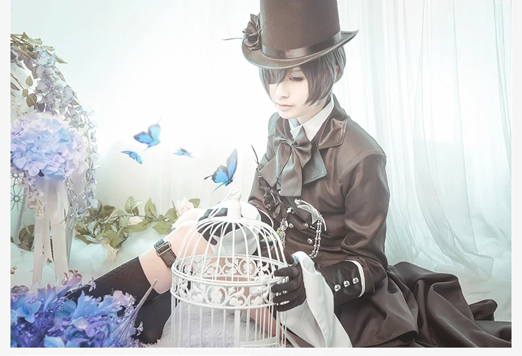 Ciel Phantomhive Cos Хэллоуин вечерние японский смокинг аниме платье мужские и женские сапоги для косплея Темный Дворецкий Косплей Kuroshitsuji Костюм
