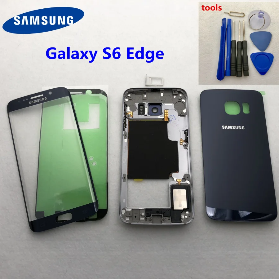 Задняя крышка аккумулятора S6 Edge передняя средняя рамка для Samsung Galaxy G925 G925F полный
