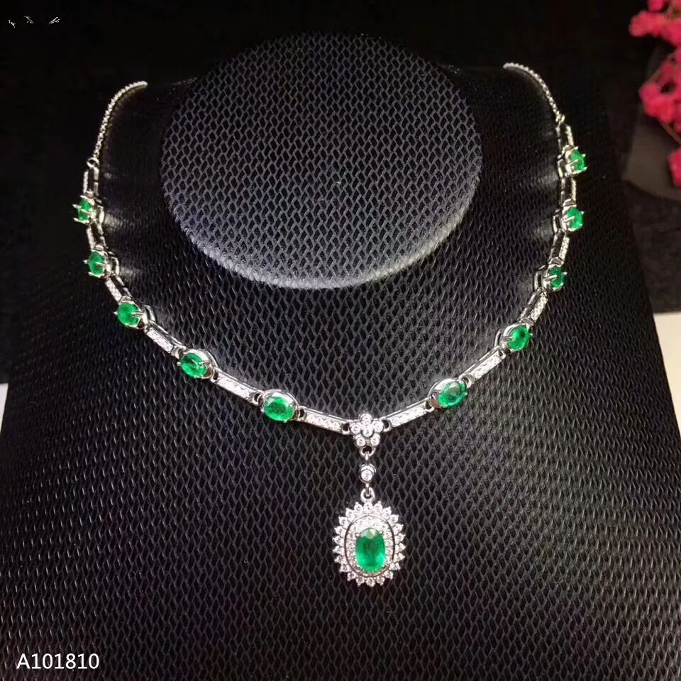 

KJJEAXCMY boutique jewels 925 pure silver inlaid natural emerald necklace support test