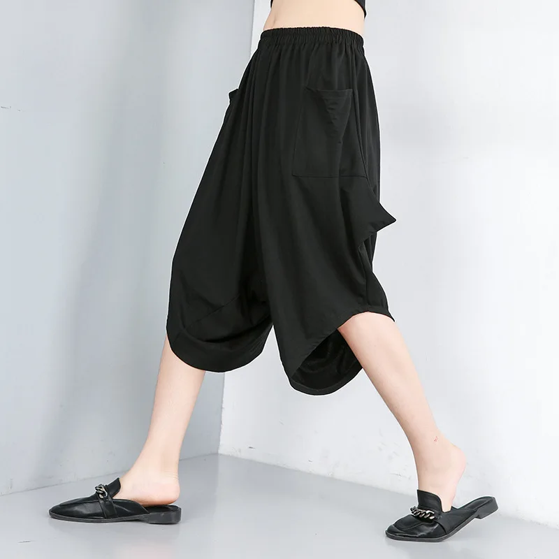 LANMREM 2019 Новая летняя модная женская одежда с высокой талией эластичные широкие