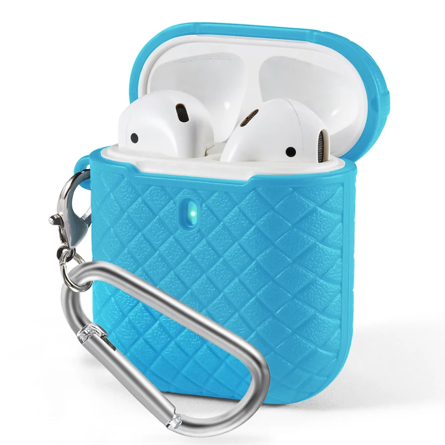 Небесно-голубой IQD для AirPods чехол тонкий чехол Портативный защитный текстурированный противоударный тканый мягкий TPU для Apple AirPod 1 и 2 аксессуары - Цвет: Небесно-голубой