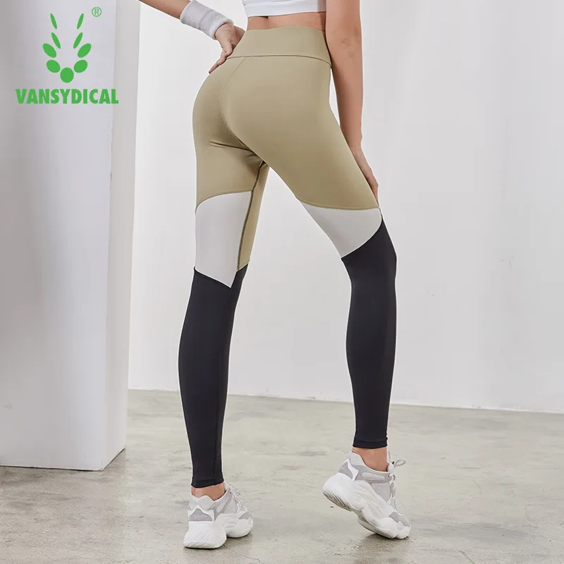 

Vansydical High-waist Gym Yoga Pants Women's Sports Running Stretchy Fitness Leggings Tummy Control Nylon Compression Tights