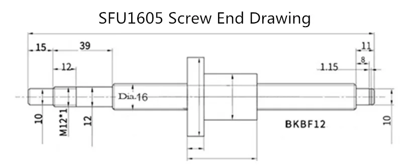 SFU1605 200 250 300 350 400 450 500 550 600 800 мм C7 точность шариковый винт с 1605 фланцевый гайка BK/BF12 машина