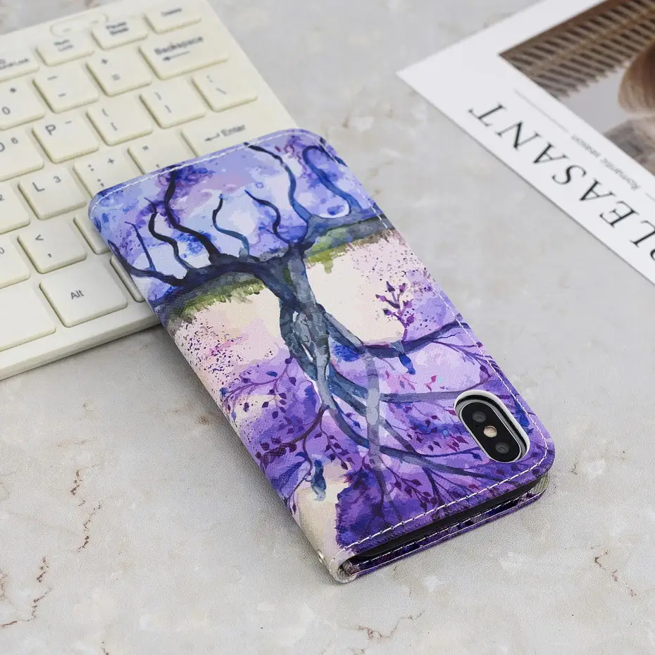 Чехол-книжка из искусственной кожи для iPhone 11 Pro Max X XS XR Max Book, Стильный чехол для телефона iPhone X 6 7 8 Plus 5 SE, чехол с рисунком s