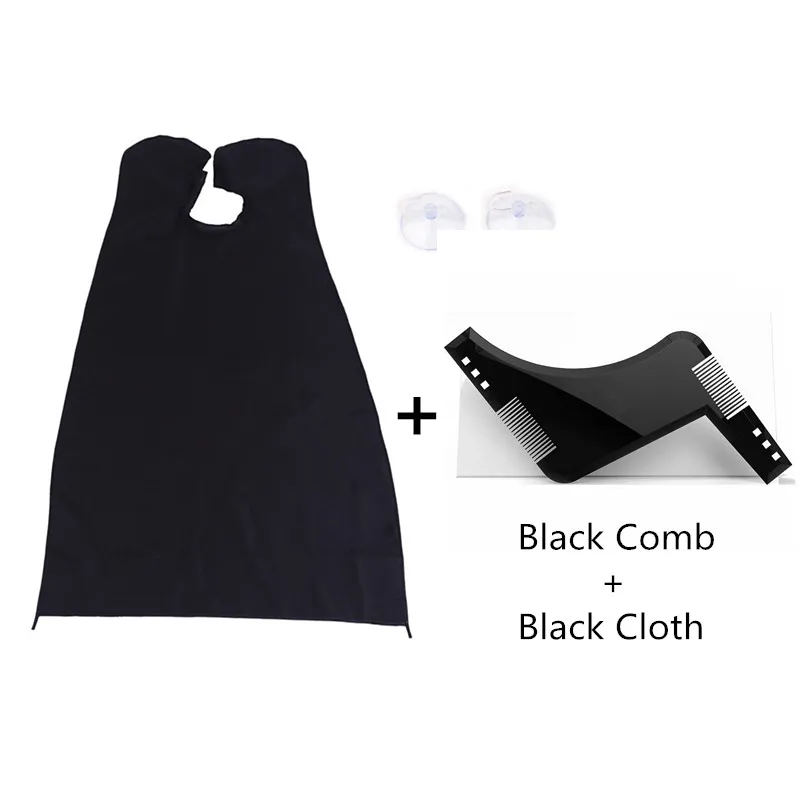 Black Cloth 2 шт./компл. борода нагрудник и борода гребень Обрезка шаблон белый передник для бороды резка накидка Ловец полотно для бритья - Цвет: Black Cloth