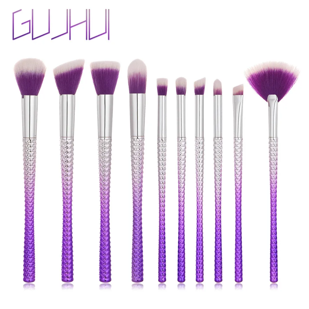GUJHUI New 10x Pro кисти для макияжа Se нейлоновая основа для волос Пудра Тени для век Тушь для ресниц, кисть для губ инструмент 0926