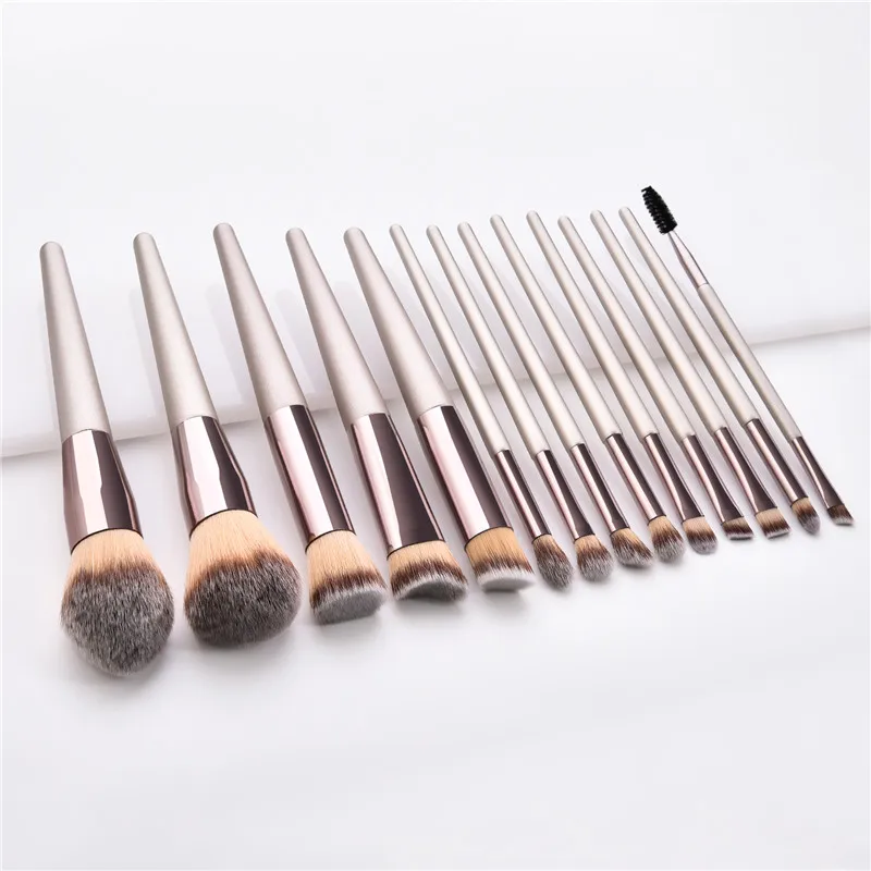 14pcs/lot Makeup Brushes Set champagne Foundation Blending Blush Eye Shadow Brow Fan Lip Face Make Up kabuki Brush Kit T14008