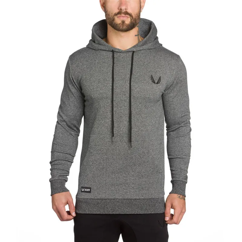 Модные для мужчин тренажерные залы Твердые цвета Hoodies Осень Зима Повседневное фитнес уличная хип хоп костюмы пуловер Кофты