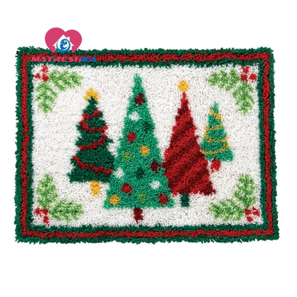 

carpet embroidery Christmas tree latch hook rug needlework button package latch hook rug kits diy rugs hook rug 3d carpet