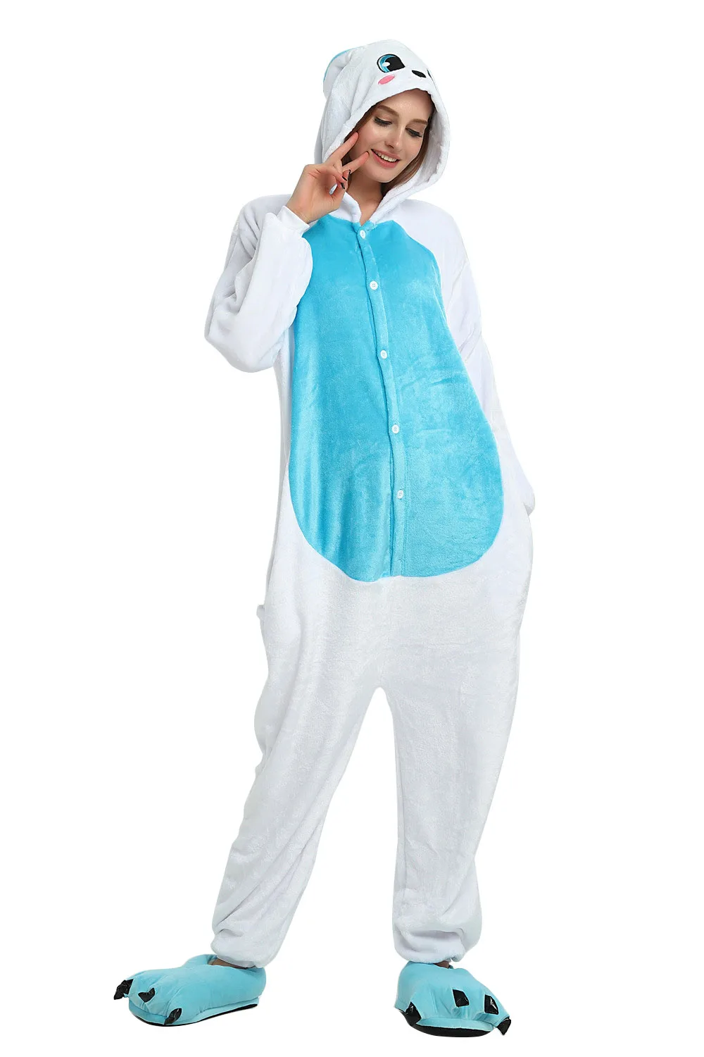 Мода для взрослых зимние Пижама Kigurumi все в одном пижама костюмы животных Косплэй