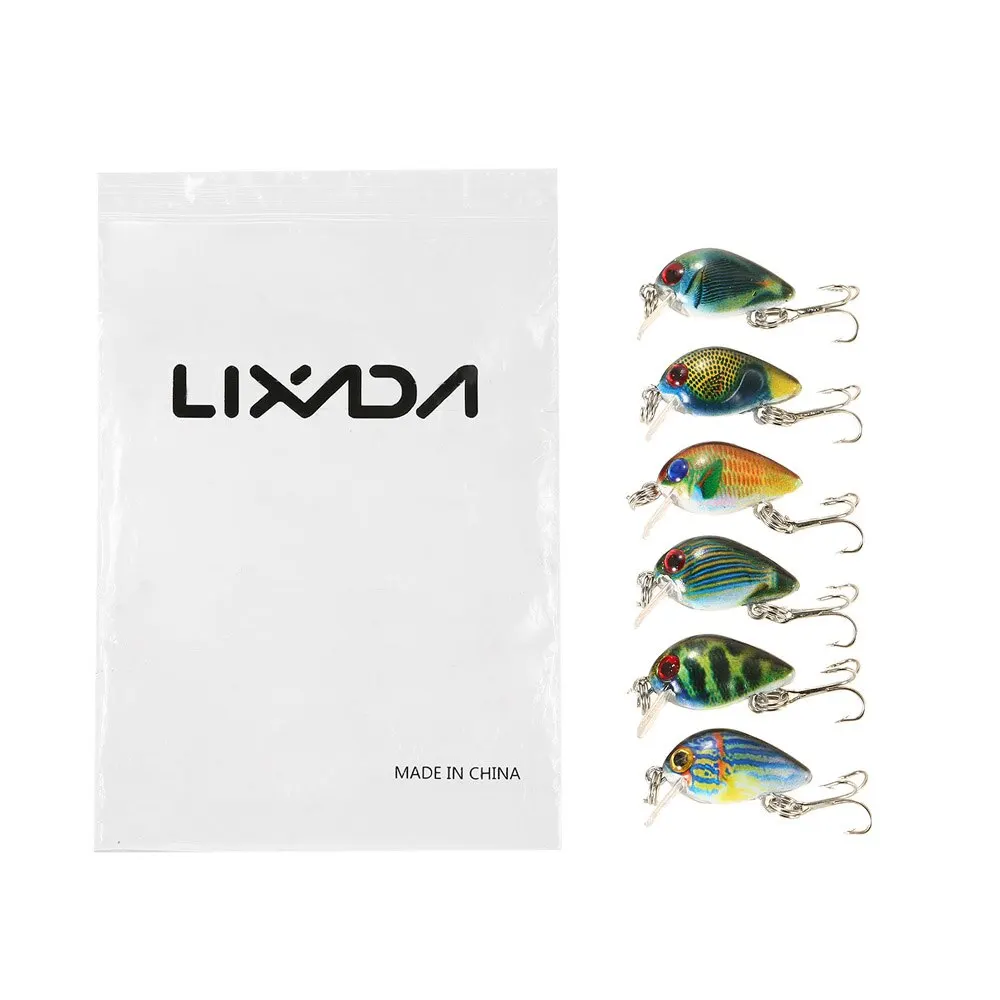 Lixada 6 PCS Пластик приманка для рыбалки набор со 2 5 см/2 7 г мини воблер Плавание