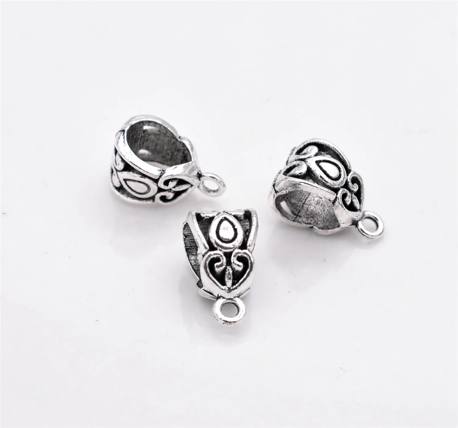 20pcs/lot Antique Silver and Bronze Charm Bail Beads Pendant Clip Clasp Connectors for Bracelet Necklace Jewelry Making | Украшения и