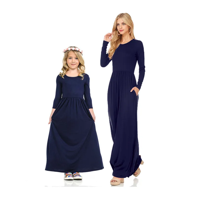 Ali1019N LILIGIRL/длинное платье для девочек; коллекция года; платья для мамы и дочки; однотонное платье для мамы и дочки; Семейные комплекты - Цвет: Ali1019N