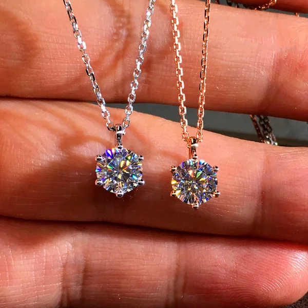 

Luxury Female Crystal Zircon Stone Necklace Cute Small Round Pendants Necklaces Promise Rose Gold Necklaces For Women
