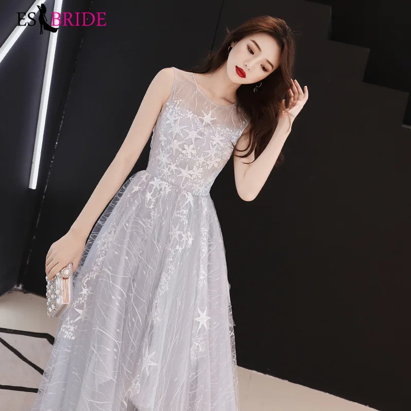 Серые Формальные платья на реальные фотографии длинное вечернее платье свадьбу