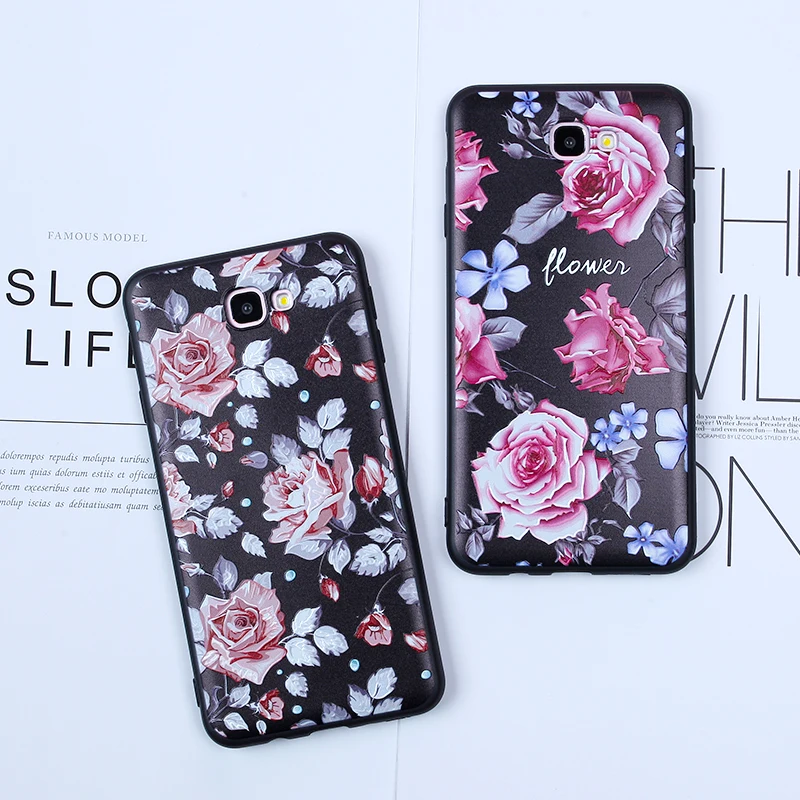 EIRMEON For Samsung Galaxy J3 J5 J7 A3 A5 A7 2016 2017 Case S8 S9 Plus J2 J8 2018 S7 Edge Silicon Flower Back Covers |
