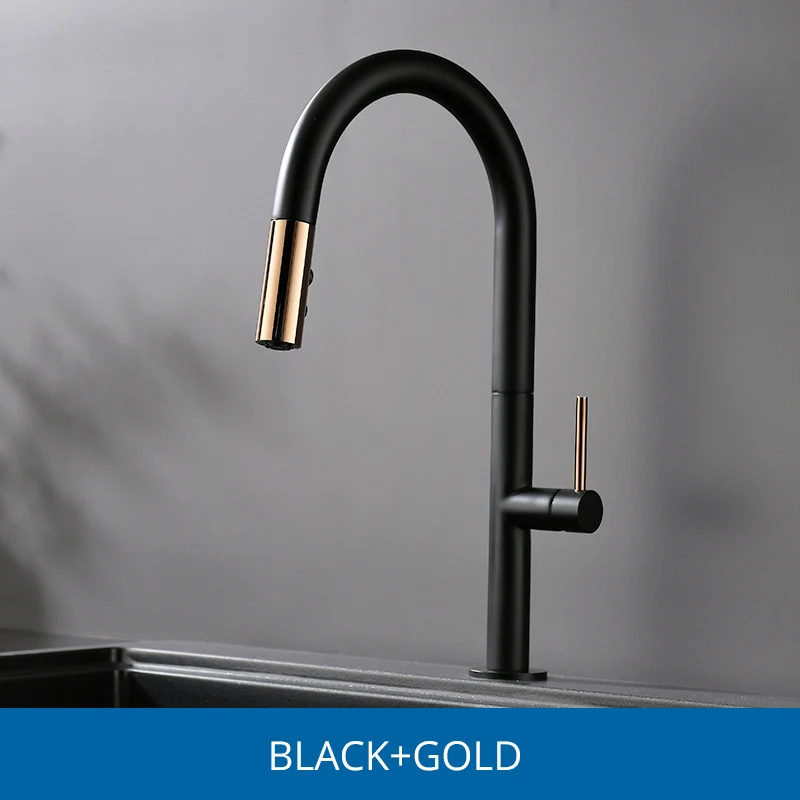 Black Gold Fapully кухонный кран, черный, золотой, латунный, с одной ручкой, поворотный, 360 вращение, для горячей и холодной воды, Cozinha Torneira, кухонный смеситель - Цвет: Black Gold