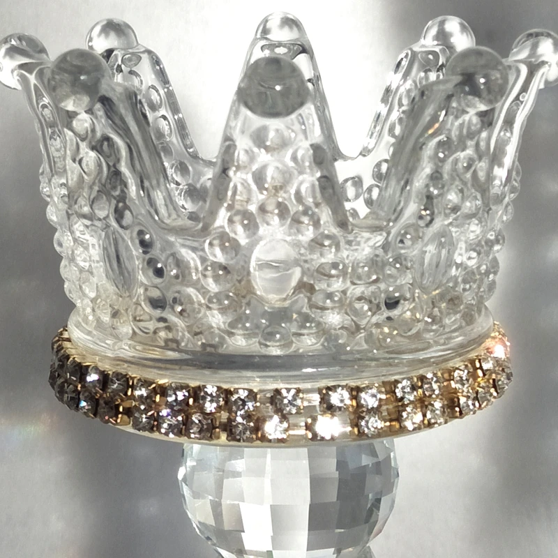 Подсвечник с короной подсвечник прозрачным стеклом и кристаллом Свадебный