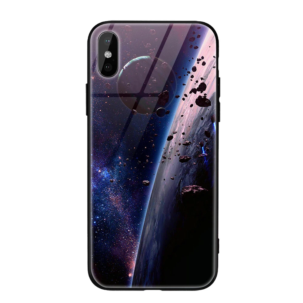 Style 4 Стеклянный чехол для телефона для iPhone 11 X XS Max XS Звездный Космический Чехол чехол для iPhone 8 7 6 6s Plus X противоударный чехол силиконовый чехол - Цвет: Style 4