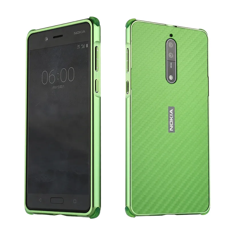 Роскошное Гальванопокрытие металлический бампер для Nokia 8 чехол противоударный PC задняя крышка чехол для телефона из углеродного волокна для Nokia 8(5,3 дюйма