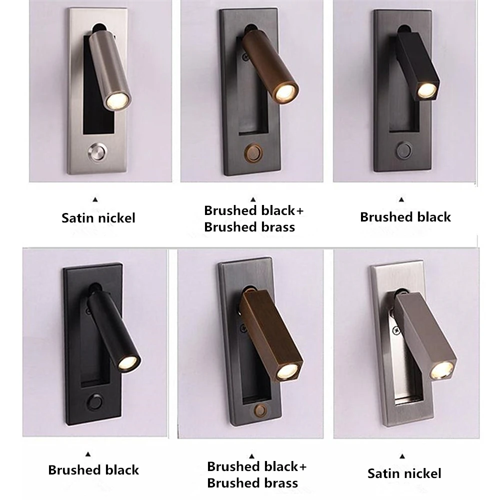 Прикроватная настенная лампа для чтения 3 Вт светодиодный встраиваемый