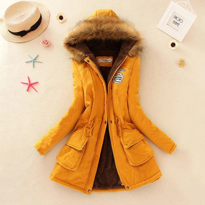 

Jelics high quality lady winter parkas jacke thick women coat cotton Padded hooded jacket long outwear parka S-XXXL