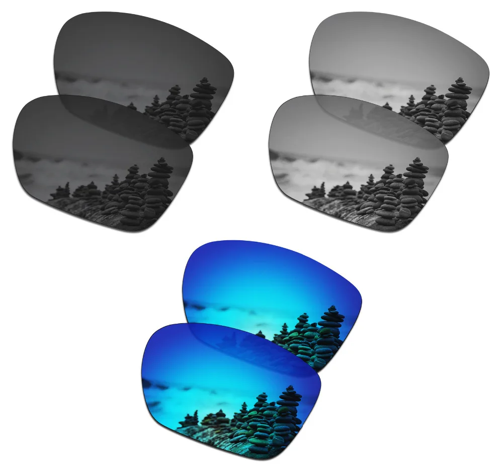 

SmartVLT 3 пары поляризованных солнцезащитных очков, Сменные линзы для солнцезащитных очков Oakley Twoface XL Stealth черного и серебристого титана и голубого цвета