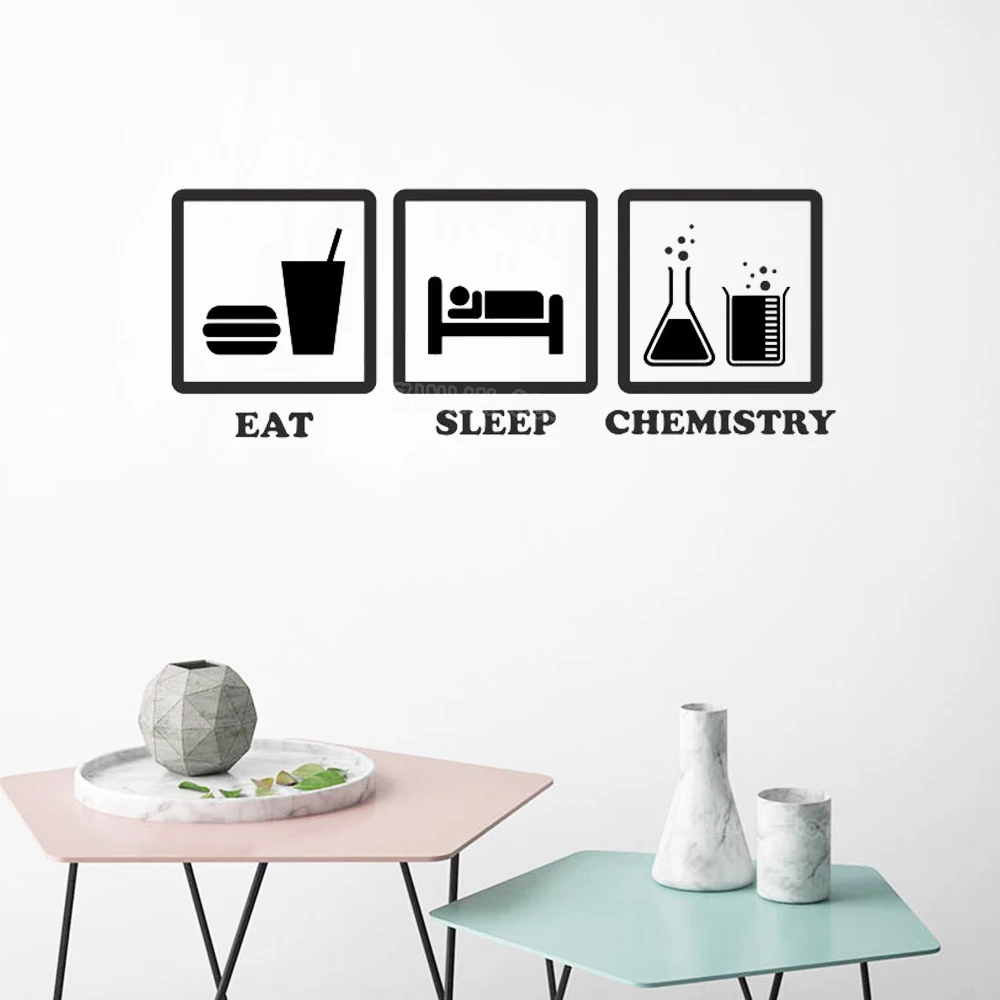

Science Art Eat Sleep Chemistry Pictogram Vinyl Wall Decal Ideal Gift for Teachers Educational Removable Wall Stickers Teen Z214