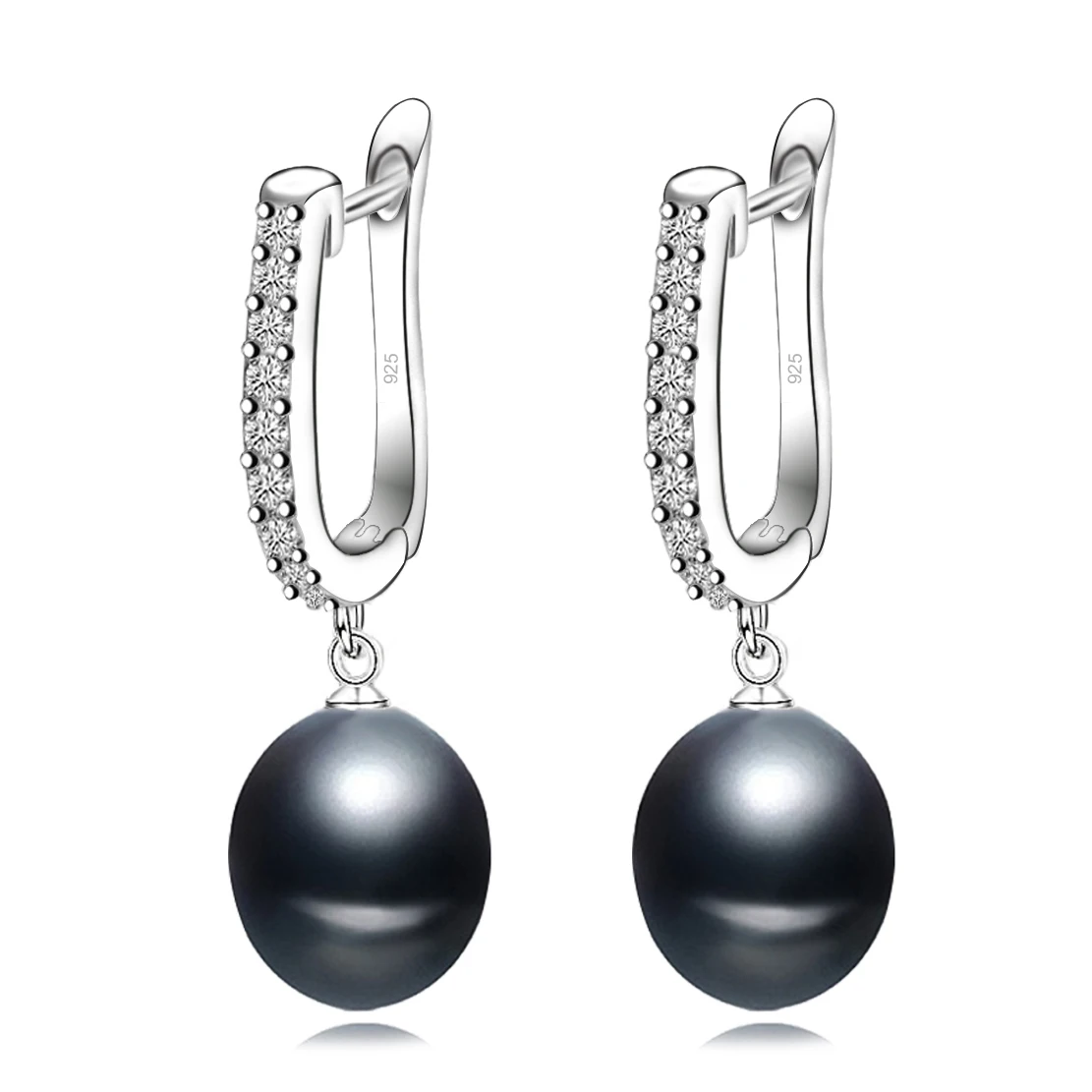 black pearl earring Серьги с серым пресноводным жемчугом для женщин, классические серьги из серебра 925 пробы, подарок на день рождения - Цвет камня: black pearl earring