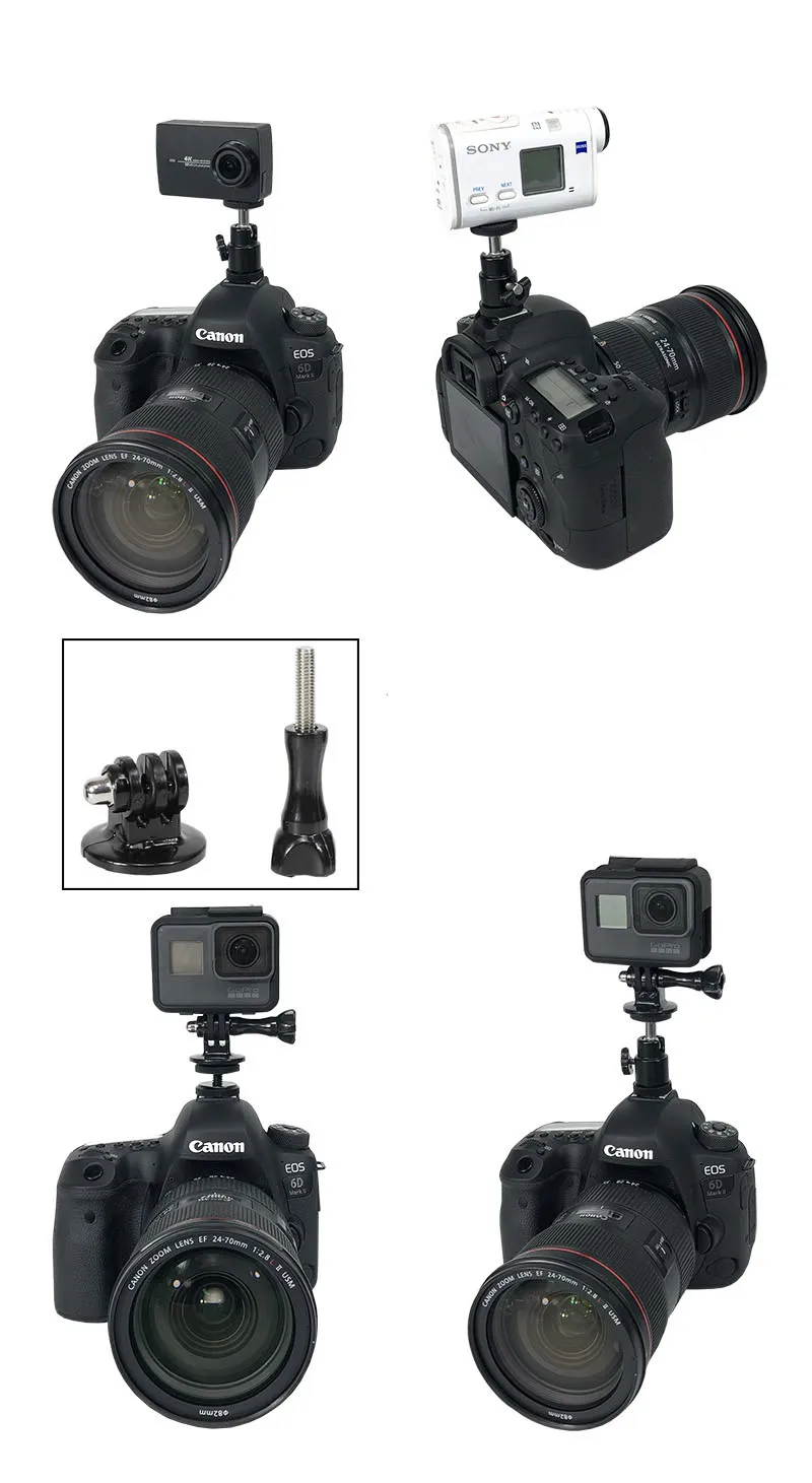 1/4 дюймов Горячий башмак крепление штатива адаптер мост для Canon Nikon SONY SLR для GoPro SJCAM Xiaomi Yi аксессуары для экшн-камеры
