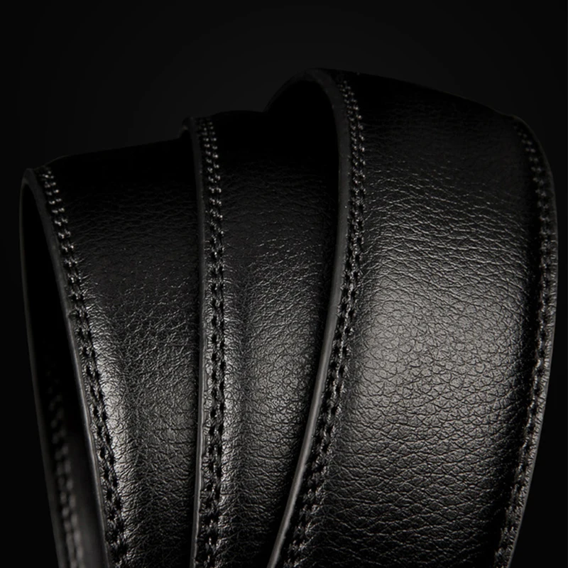 Мужской черный роскошный ремень из искусственной кожи с автоматической пряжкой |