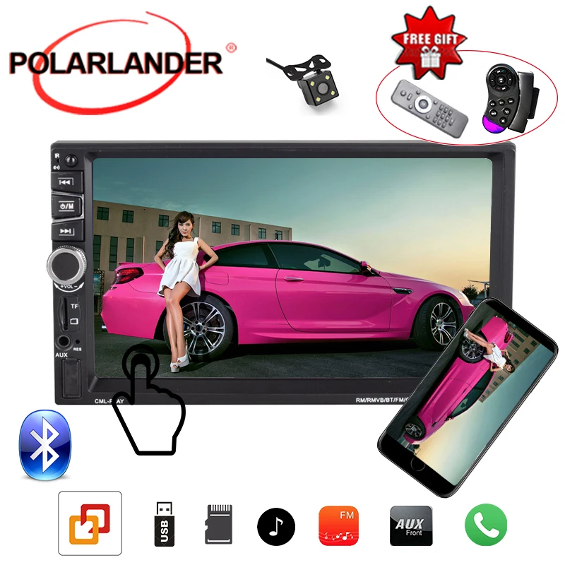 Автомагнитола 7 дюймов 2din стерео Bluetooth MP5 FM/TF/USB/AUX Mirror Link для Android GPS|Мониторы авто| |
