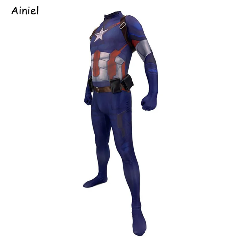 endgame cosplay costumes captain america super hero lycra spandex bodysuit suit zentai jumpsuit beltstrap adult kids free global shipping