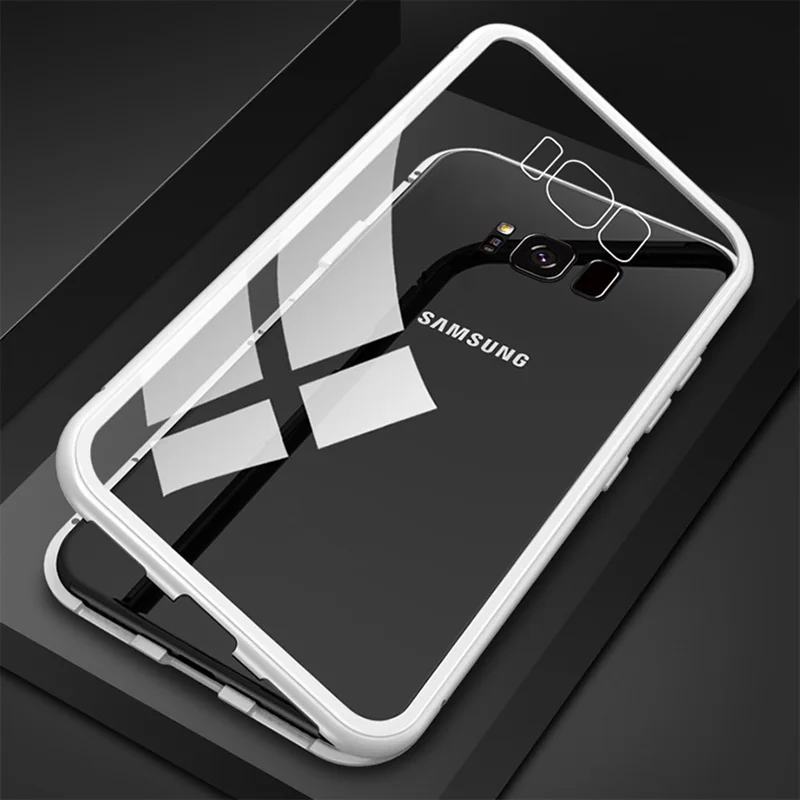 Hot Luxury Magnetic Case For Samsung Galaxy S8 S9 Plus S7 Edge Note 8 9 Clear Mobile Phone tempered glass Back Cover Casing Etui |