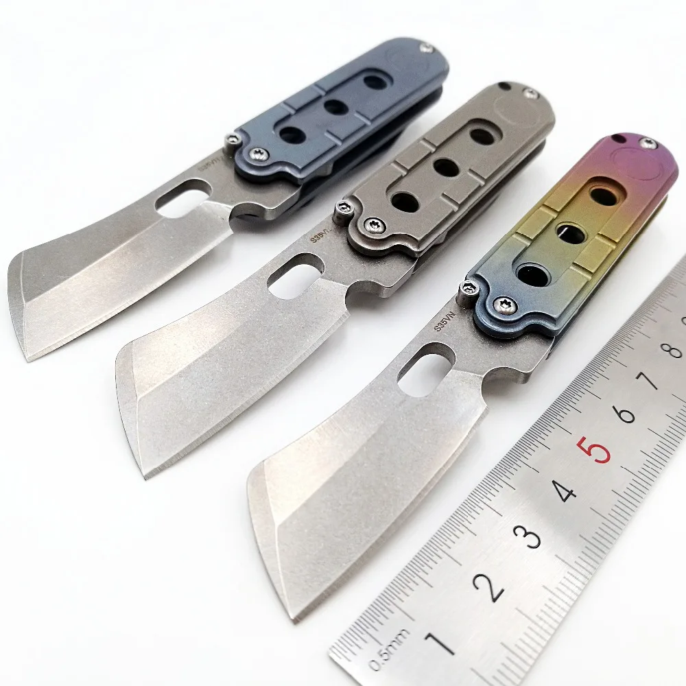 

JSSQ Mini Folding Knife S35VN Blade Titanium Handle Ball Bearing Camping Pocket Knives Tactical Survival Hunting Multi EDC Tools