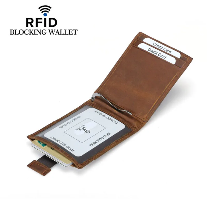 Мужской тонкий бумажник с блокировкой RFID из натуральной кожи чехол для кредитных