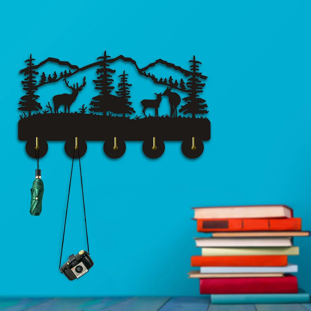 1 шт. Mountain сцены три Лось Widlife тема декоративные крючки Творческий стены книги по