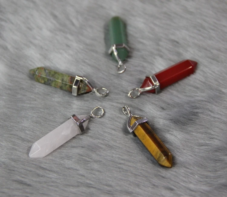 

Cinderalla Crystal Healing Point Pendant Bead Necklace Hexagonal Rock Crystal Natural Quartz Pendant