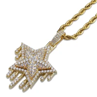 omyfun hip hop bling star pendant necklace cz iced men jewelry gold silver color women men pendants necklaces bijoux gift