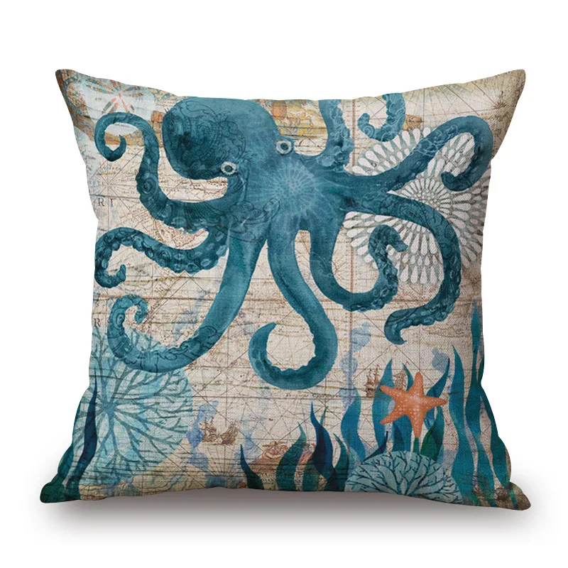 Наволочки с рисунком морских лошадей осьминогов черепашек|cushion cover|cushion cover