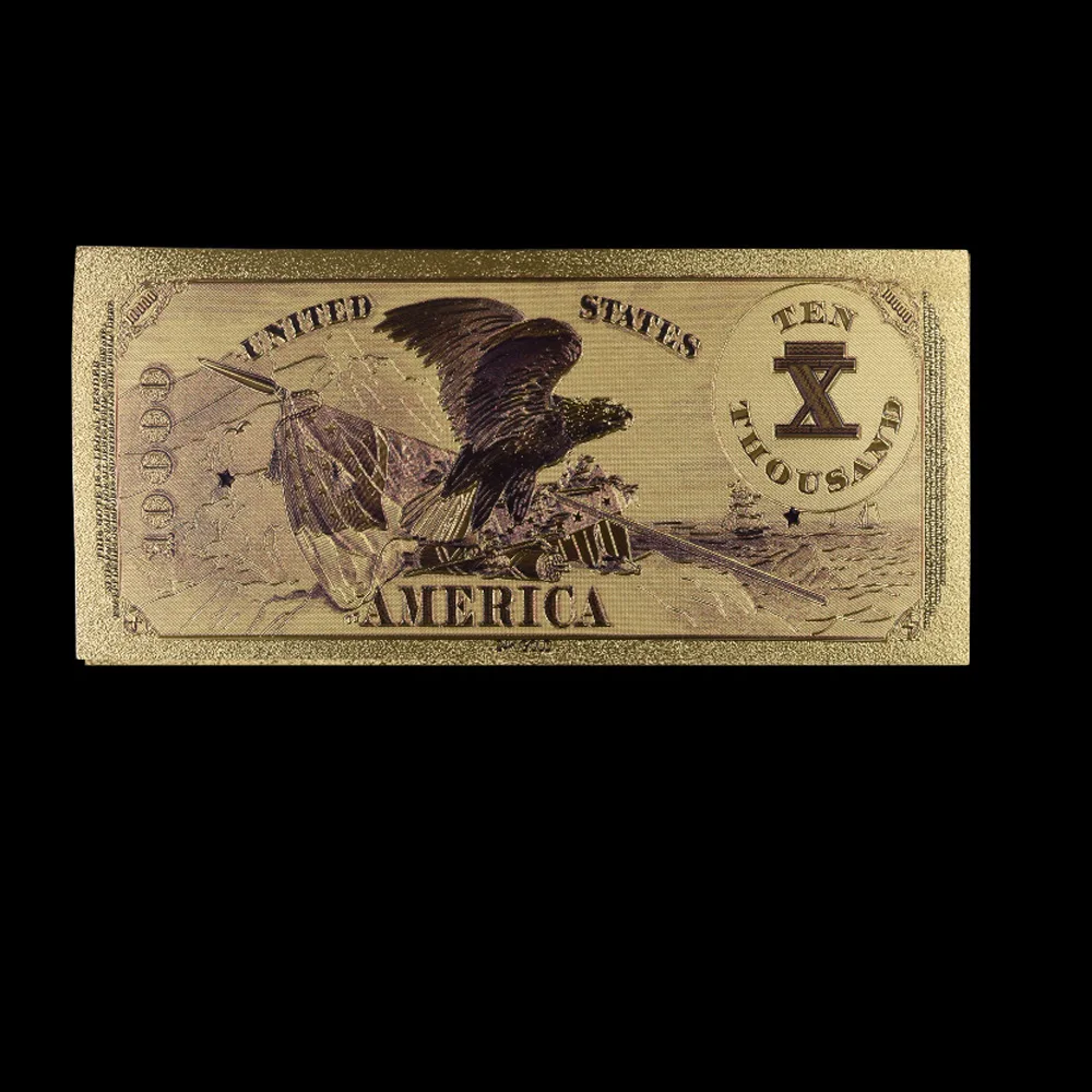 Новинка цветная Золотая банкнота 24K America 10000 долларов позолоченная для сувениров
