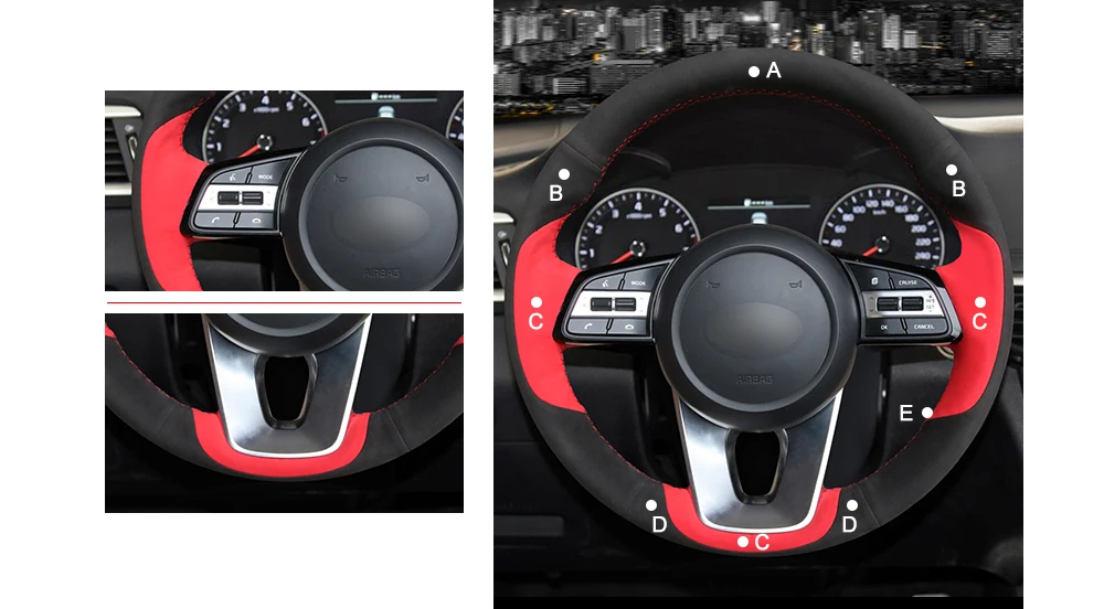 MEWANT сшитый вручную черный красный замшевый чехол на руль для Kia K5 Optima Cee 'd Ceed Forte Cerato(AU