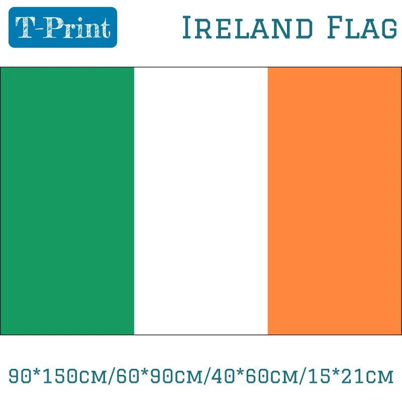 

90*150cm/60*90cm/40*60cm/15*21cm Ireland National Flag Polyester Irish 3x5FT Banner National Day Sports meeting Banner flag