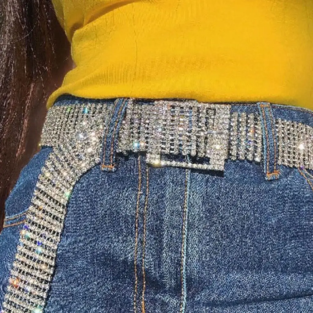 Женские Блестящие Bling пояс-цепочка на талию с украшением в виде кристаллов алмаза